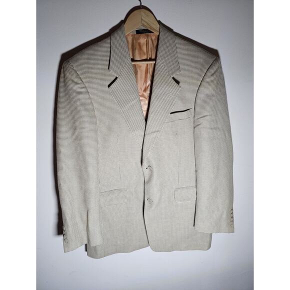 Gianfranco Ruffini Sport Coat Mens 40R Houndstooth Jacket Silk Wool Blazer - Picture 1 of 9
